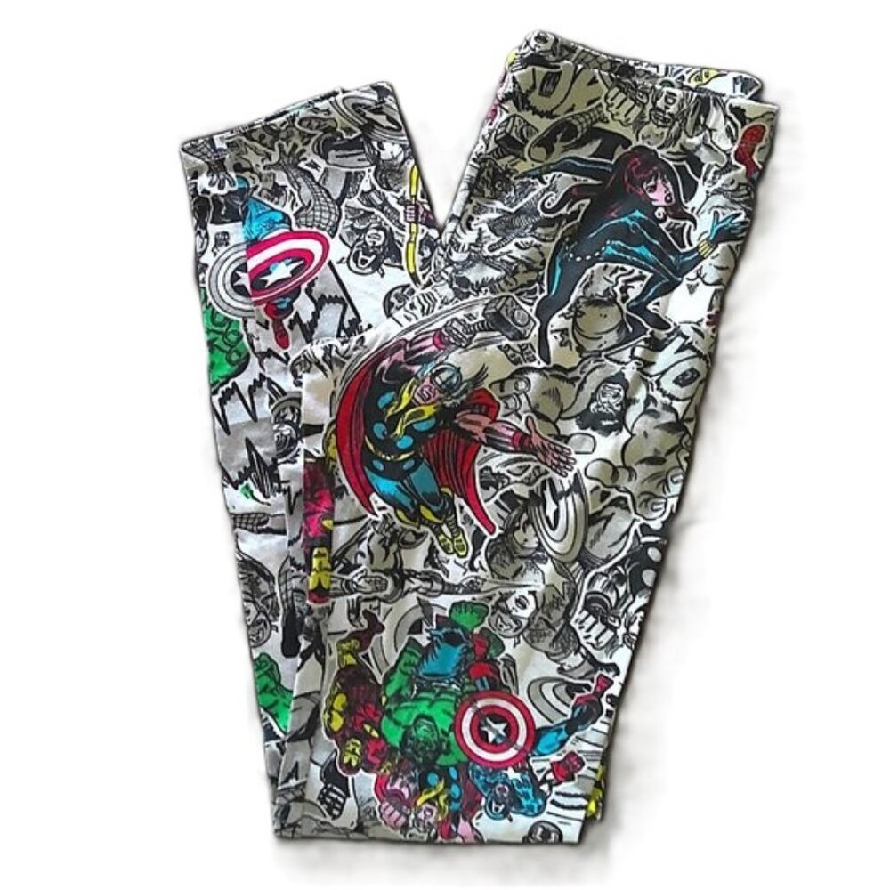 New Marvel Comics Stretch Leggings Comic Book Characters NWOT Jr Sz 3 / 5